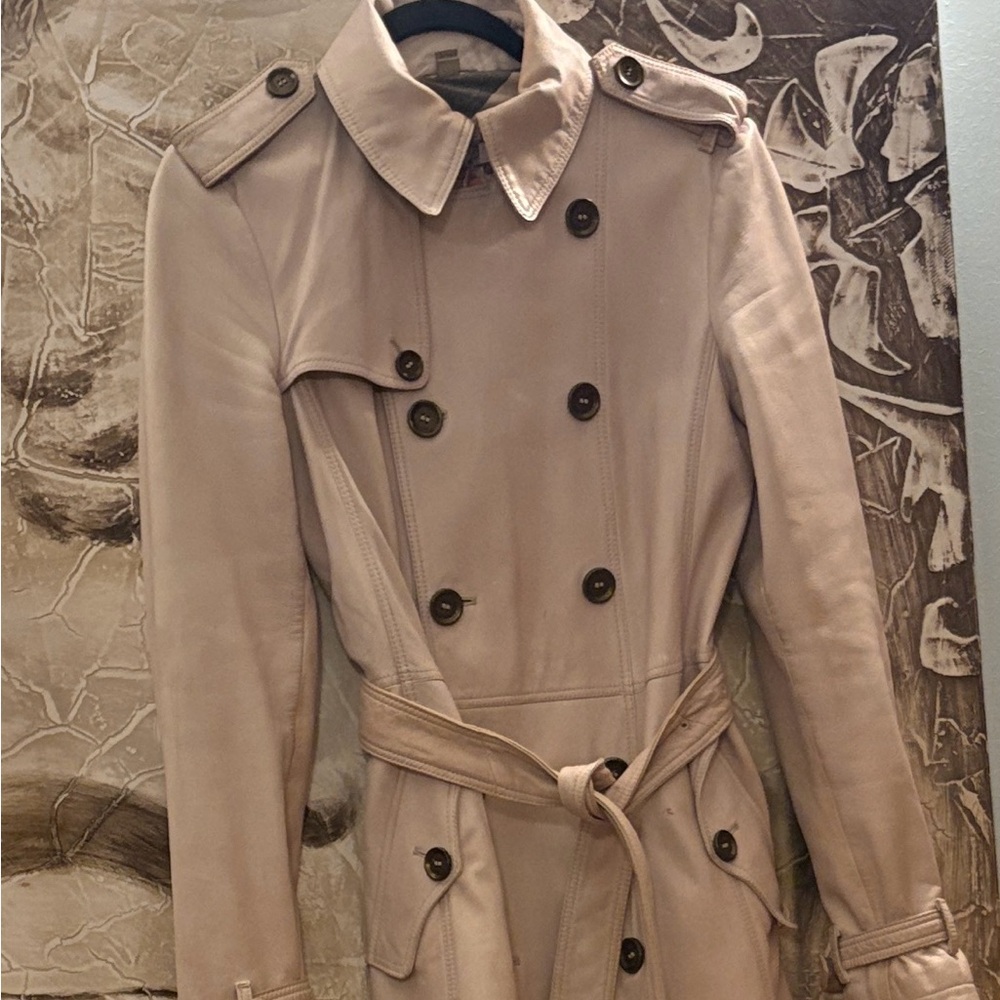 Burberry Brit Classic Italian lamb leather Trench Coat, middy knee,worn w/Love